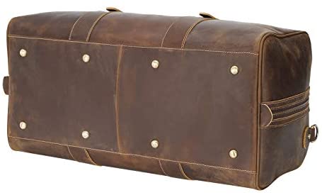 Polare 23" Full Grain Leather Weekender Travel Overnight Luggage Duffel Bag For Men(Dark Brown) - Afbeelding 5