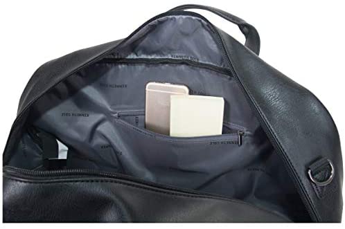 Kenneth Cole Reaction Port Stanley 20" Duffel Pebbled Vegan Leather Carry On Shoulder Duffle Travel Bag, Black - Afbeelding 5