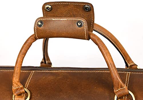 Leather Travel Duffle Bag | Gym Sports Bag Airplane Luggage Carry-On Bag | Gift for Father's Day By Aaron Leather - Afbeelding 9