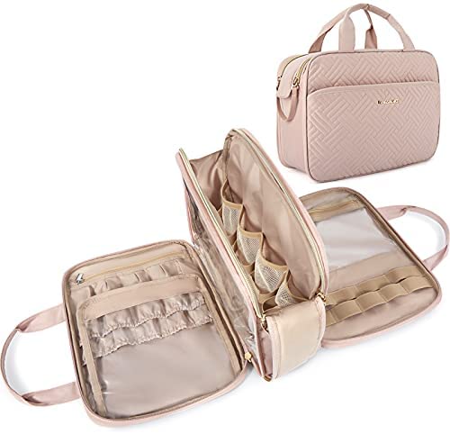 Large Toiletry Bag, Bagsmart Travel Makeup Organizer Water-resistant Makeup Cosmetic Bag Travel Bag for Accessories, Shampoo, Full Sized Container, Toiletries