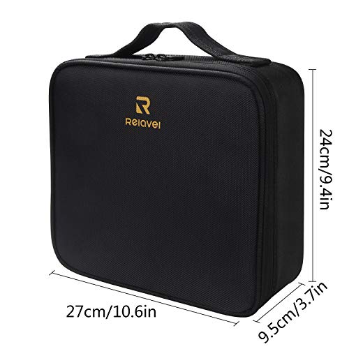 Relavel Travel Makeup Train Case Makeup Cosmetic Case Organizer Portable Artist Storage Bag with Adjustable Dividers for Cosmetics Makeup Brushes Toiletry Jewelry Digital Accessories Black - Afbeelding 9