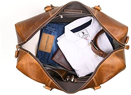 Leather Travel Duffle Bag | Gym Sports Bag Airplane Luggage Carry-On Bag | Gift for Father's Day By Aaron Leather - Afbeelding 3