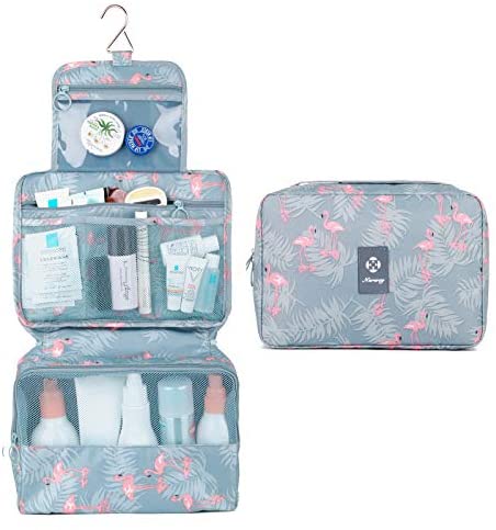 Hanging Travel Toiletry Bag Cosmetic Make up Organizer for Women and Girls Waterproof (A-Flamingo) - Afbeelding 2