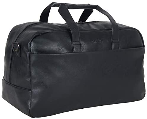 Kenneth Cole Reaction Port Stanley 20" Duffel Pebbled Vegan Leather Carry On Shoulder Duffle Travel Bag, Black - Afbeelding 9