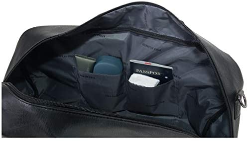 Kenneth Cole Reaction Port Stanley 20" Duffel Pebbled Vegan Leather Carry On Shoulder Duffle Travel Bag, Black - Afbeelding 4