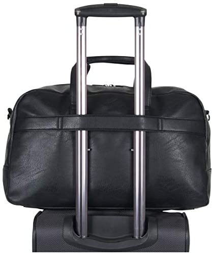 Kenneth Cole Reaction Port Stanley 20" Duffel Pebbled Vegan Leather Carry On Shoulder Duffle Travel Bag, Black - Afbeelding 6