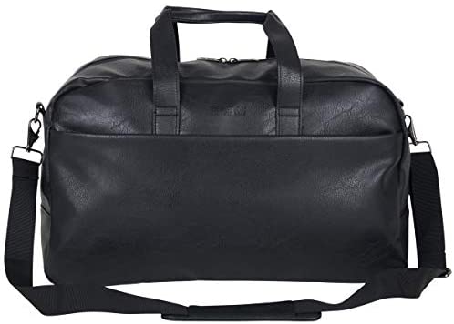 Kenneth Cole Reaction Port Stanley 20" Duffel Pebbled Vegan Leather Carry On Shoulder Duffle Travel Bag, Black