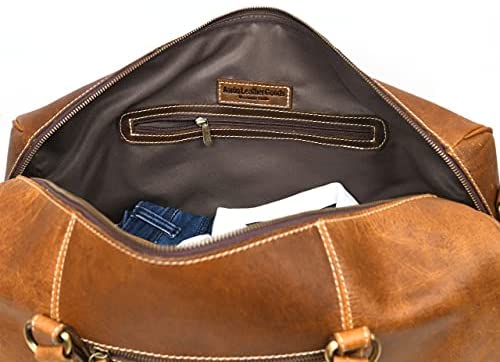 Leather Travel Duffle Bag | Gym Sports Bag Airplane Luggage Carry-On Bag | Gift for Father's Day By Aaron Leather - Afbeelding 5