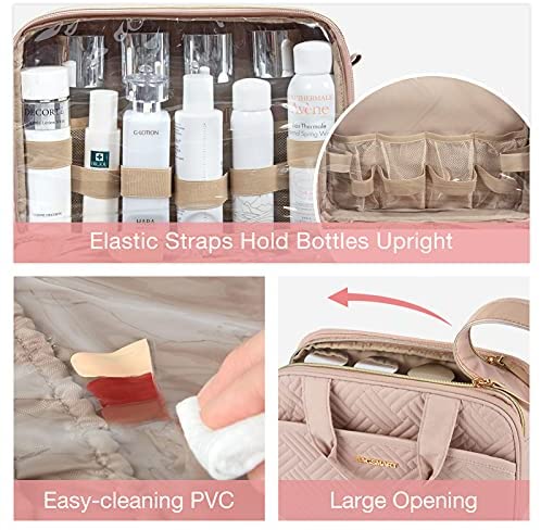 Large Toiletry Bag, Bagsmart Travel Makeup Organizer Water-resistant Makeup Cosmetic Bag Travel Bag for Accessories, Shampoo, Full Sized Container, Toiletries - Afbeelding 5