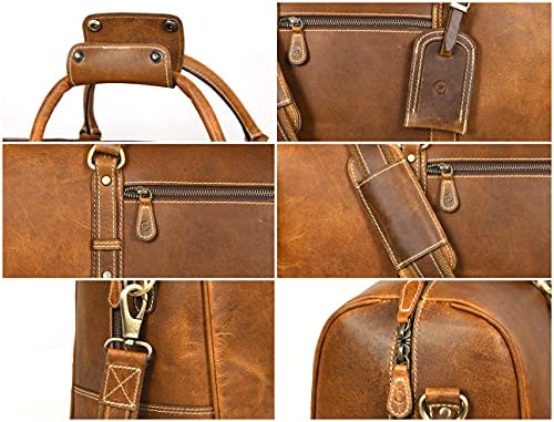 Leather Travel Duffle Bag | Gym Sports Bag Airplane Luggage Carry-On Bag | Gift for Father's Day By Aaron Leather - Afbeelding 7
