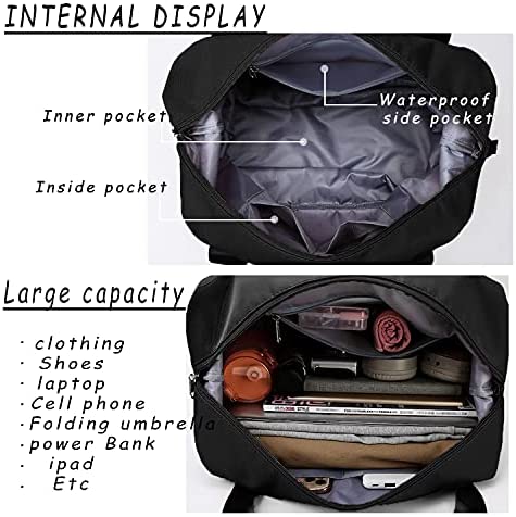 Duffle Bag, Travel Bag, Dry and Wet Separated Pocket Expandable Travel Duffel Bags, Weekender Carry On For Women, Sports Tote Gym Bag, Workout Duffel Bag, Overnight Shoulder Bag (Black) - Afbeelding 5