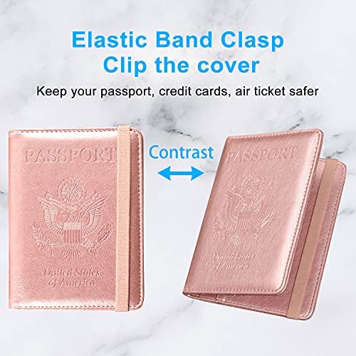 ACdream Passport and Vaccine Card Holder Combo, Cover Case with CDC Vaccination Card Slot, Leather Travel Documents Organizer Protector, with RFID Blocking, for Women and Men, Rose Gold - Afbeelding 8