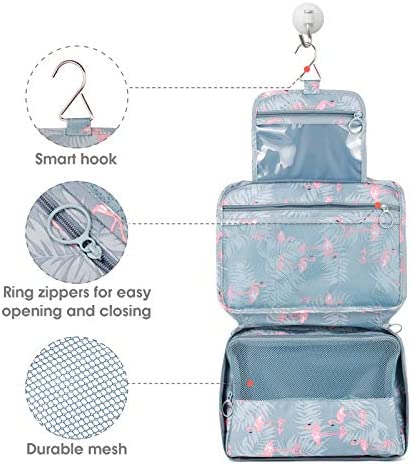 Hanging Travel Toiletry Bag Cosmetic Make up Organizer for Women and Girls Waterproof (A-Flamingo) - Afbeelding 5