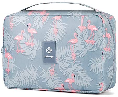 Hanging Travel Toiletry Bag Cosmetic Make up Organizer for Women and Girls Waterproof (A-Flamingo)