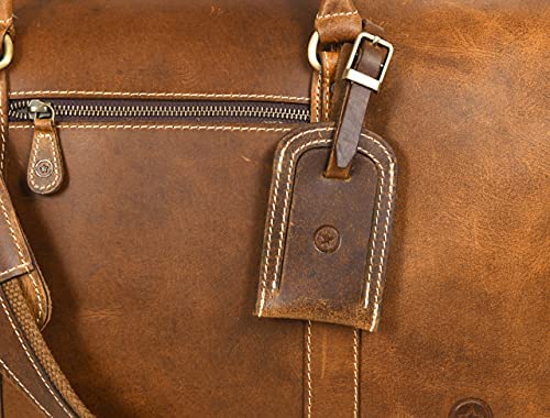 Leather Travel Duffle Bag | Gym Sports Bag Airplane Luggage Carry-On Bag | Gift for Father's Day By Aaron Leather - Afbeelding 8