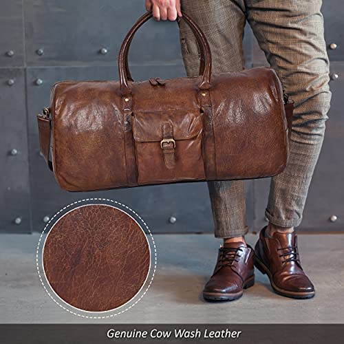 Leather Duffel Bags for Men and Women Full Grain Leather Travel Overnight Weekend Leather Bags Sports Gym Duffel for Men - Afbeelding 4