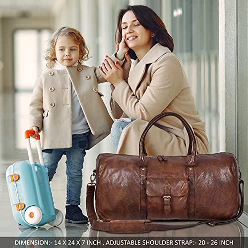 Leather Duffel Bags for Men and Women Full Grain Leather Travel Overnight Weekend Leather Bags Sports Gym Duffel for Men - Afbeelding 5
