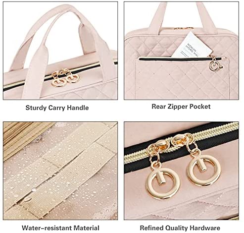 BELLSPIN Toiletry Bag Womens Clear Travel Makeup Bags with Hanging Hook, Travel Makeup Organizer Cosmetic Bag for Travel Toiletries and Shower Accessories(Shell Pink) - Afbeelding 5